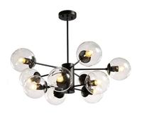 Lampadario Sputnik Mid Century Lampada a sospensione a sfera in vetro Lampada da soffitto industriale V-intage nera for cucina Soggiorno Sala da pranzo Ristorante-Colore trasparente ，Lampade a sospens