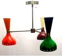 Lampadario Stile Stilnovo Anni '50 3 Bracci Sputnik Soffitto Pendente