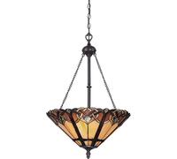 Lampadario Tiffany Cambridge Acciaio Bronzo Vintage 3 Luci E27