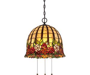 Lampadario Tiffany Rosecliffe Vetro Bronzo Imperiale 3 Luci E27