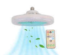 Lampadario Ventilatore a LED da 36 W da 9,8 Pollici con Luci, Plafoniera E27 con Ventilatore e Telecomando, Temporizzazione, Regolazione della luminosità e della velocità