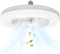 Lampadario Ventilatore a LED da 9,8 Pollici con Luci, Plafoniera E27 con Ventilatore con 3 Livelli di luminosità, Lampada Silenziosa con Piccolo Ventilatore Elettrico