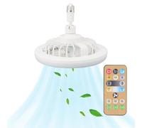 Lampadario Ventilatore a LED Ruotabile a 360° con Luci, Plafoniera E27 da 30 W con Ventilatore e Telecomando, Temporizzazione, 3 Colori Luce, Regolazione luminosità e velocità
