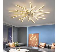 Lampadario Ventilatore con Telecomando APP Reversibile DC Grande Ventilatore da Soffitto con Luce Dimmerabile 6 Velocità Lampadari Ventola per Soggiorno Camera da Letto, Oro, 92cm