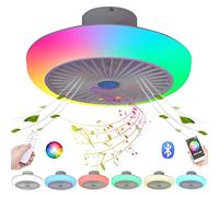 Lampadario Ventilatore da Soffitto con Luce e Telecomando Cambia Colore Silenzioso Timer Bambini Camera Plafonniera LED Ventilatore Soffitto con Lampada Illuminazione RGB Dimmerabile Musica Bluetooth