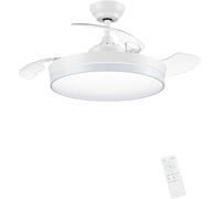 Lampadario Ventilatore da Soffitto CON PALE A SCOMPARSA Ø50 cm, Bianco luce CCT - Caldo/Freddo/Naturale,- in ABS, con 3 Pale, 85W LED (SJ-199)