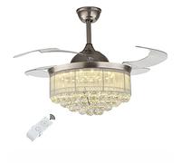 Lampadario , Ventilatore da soffitto retrattile Crystal Fandelier con luci e telecomando, ventilatore da soffitto a lampadario da 36 pollici, 3 velocità, 3 colori, dimmerabile, for soggiorno, camera d