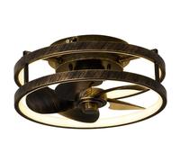 Lampadario Ventilatore da Soffitto Vintage Plafoniera Dimmerabile Ventilatore da Soffitto con Luce LED e Telecomando Silenzioso per Cucina(A)
