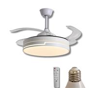Lampadario Ventilatore LED 120W Pale Retrattili 3 Velocità 3 Tonalità Luce