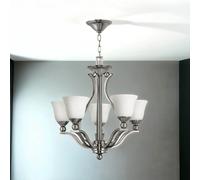 Lampadario Verve IN Nichel Spazzolato Bianco Vetro Schermo Ø61cm Pendelleuchte