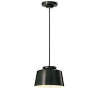 Lampadario Vintage 50'S Ferro E Ceramica Smaltato Nero 1 Luce E27 23Cm
