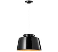 Lampadario Vintage 50'S Ferro E Ceramica Smaltato Nero 1 Luce E27 40Cm