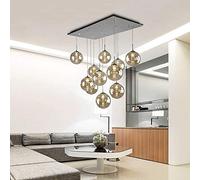 ANram Lampadario vintage a 11 luci Sfere di vetro per sala da pranzo Lampade a sospensione Plafoniera moderna e minimalista per soggiorno Lampadario duplex di grandi dimensioni 40X80 cm (Colore :