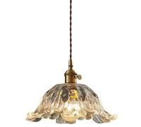 Lampadario vintage a sospensione in vetro con fiore regolabile, E27/E26, per cucina, isola e sala da pranzo (27 x 16 cm)