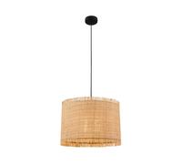Lampadario Vintage Borra Paglia Naturale E Metallo Nero Luce E27