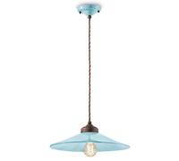 Lampadario Vintage Colors Ferro E Ceramica Azzurro 1 Luce E27 35Cm
