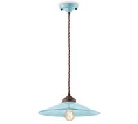 Lampadario Vintage Colors Ferro E Ceramica Azzurro 1 Luce E27 35Cm