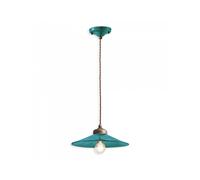 Lampadario Vintage Colors Ferro E Ceramica Verde Petrolio 1 Luce E27 30Cm