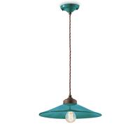 Lampadario Vintage Colors Ferro E Ceramica Verde Petrolio 1 Luce E27 35Cm