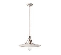 Lampadario Vintage Country Ferro E Ceramica Bianco 1 Luce E27