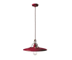 Lampadario Vintage Country Ferro E Ceramica Bordeaux 1 Luce E27