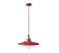 Lampadario Vintage Country Ferro E Ceramica Rosso 1 Luce E27