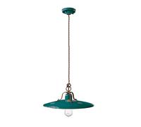 Lampadario Vintage Country Ferro E Ceramica Verde 1 Luce E27