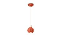 Lampadario Vintage Decò Afoxe' Alluminio Ceramica Arancio Pokè 1 Luce E14