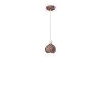 Lampadario Vintage Decò Afoxe' Alluminio Ceramica Marrone Moka 1 Luce E14