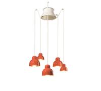 Lampadario Vintage Decò Berimbau Ceramica Arancio Pokè 3 Luci E27