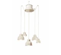 Lampadario Vintage Decò Berimbau Ceramica Crema 3 Luci E27