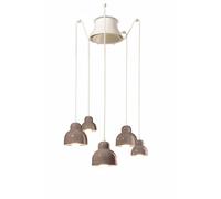 Lampadario Vintage Decò Berimbau Ceramica Marrone Moka 3 Luci E27