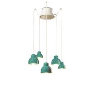 Lampadario Vintage Decò Berimbau Ceramica Turchese 3 Luci E27
