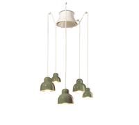 Lampadario Vintage Decò Berimbau Ceramica Verde Salvia 3 Luci E27