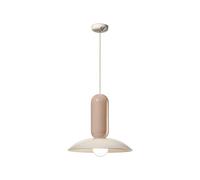 Lampadario Vintage Decò Pau Ceramica Crema E Grigio Sabbia 1 Luce E27