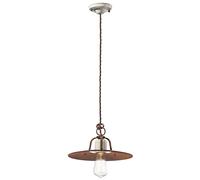 Lampadario Vintage Grunge Ferro E Ceramica Craquele' 1 Luce E27 30Cm