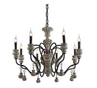 Lampadario Vintage in Stile Americano E14 - Lampade Decorative in Legno Antico - Lampadario Grande per Soggiorno con Due terrazze - Decorazione retrò Grigia 3