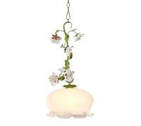 Lampadario vintage in stile rustico francese con motivo floreale, in ceramica verde con rose, lampada a sospensione in stile fattoria, for sala da pranzo, camera da letto, soggiorno, cottage