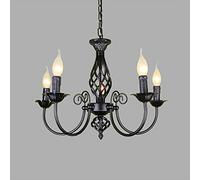 Lampadario Vintage Industriale, lampadario a Sospensione Regolabile a 5 Teste Nero per Sala da Pranzo, Camera da Letto, Soggiorno, Lampada a Sospensione Rustica in Ferro retrò, Lampadina E14