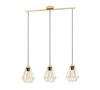 Lampadario Vintage Tarbes Acciaio Ottone Spazzolato 3 Luci E27
