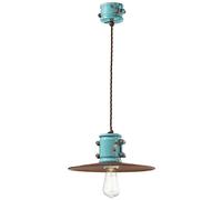 Lampadario Vintage Urban Ferro E Ceramica Azzurro 1 Luce E27 40Cm