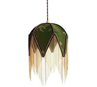 Lampadario vintage verde in tessuto giallo con fiori, lampada a sospensione, lampada da soffitto di metà secolo, lampada da soffitto antica in stile fattoria, per cucina, isola, camera da letto per ra
