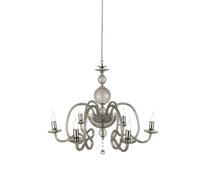 LAMPADARIO VIVALDI 6 LUCI FUME' CROMO ATTACCO E14 D.75CM