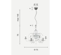 LAMPADARIO VIVALDI 6 LUCI TRASPARENTE ORO ATTACCO E14 D.75CM
