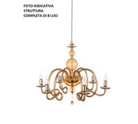 LAMPADARIO VIVALDI 8 LUCI AMBRA ORO ATTACCO E14 D.88CM