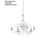 LAMPADARIO VIVALDI 8 LUCI BIANCO CROMO ATTACCO E14 D.88CM