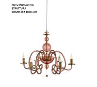 LAMPADARIO VIVALDI 8 LUCI BORGOGNA ORO ATTACCO E14 D.88CM