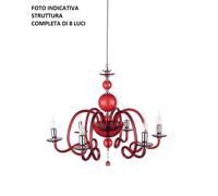 LAMPADARIO VIVALDI 8 LUCI RUBINO CROMO ATTACCO E14 D.88CM