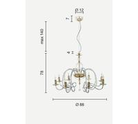LAMPADARIO VIVALDI 8 LUCI TRASPARENTE CROMO ATTACCO E14 D.88CM