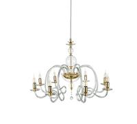 LAMPADARIO VIVALDI 8 LUCI TRASPARENTE ORO ATTACCO E14 D.88CM